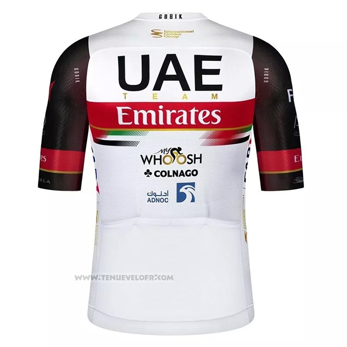 2021 Maillot Cyclisme UAE Noir Blanc Rouge Manches Courtes et Cuissard